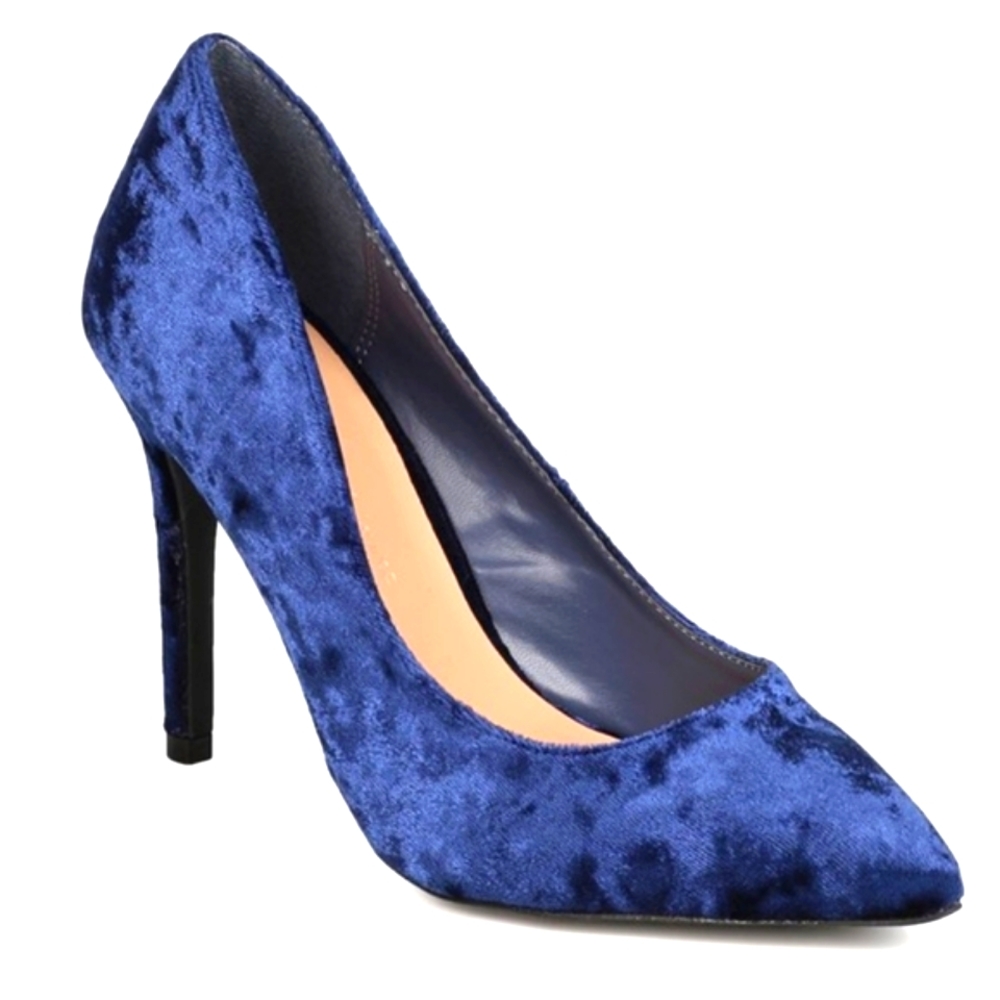 NEW Wild Diva Akira-09 Velvet Pointy Toe Stiletto Pumps